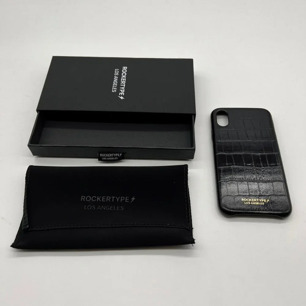 Rockertype black crocodile leather iphone case X XS - Picture 2 of 3